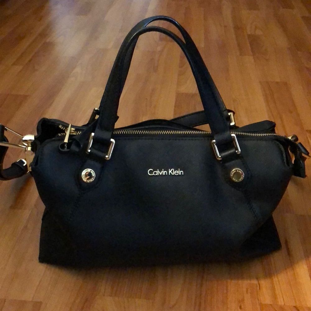 Calvin Klein Saffiano Leather Crossbody Satchel